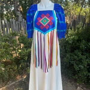 Vintage Embroidered & Ribbon Maxi Dress